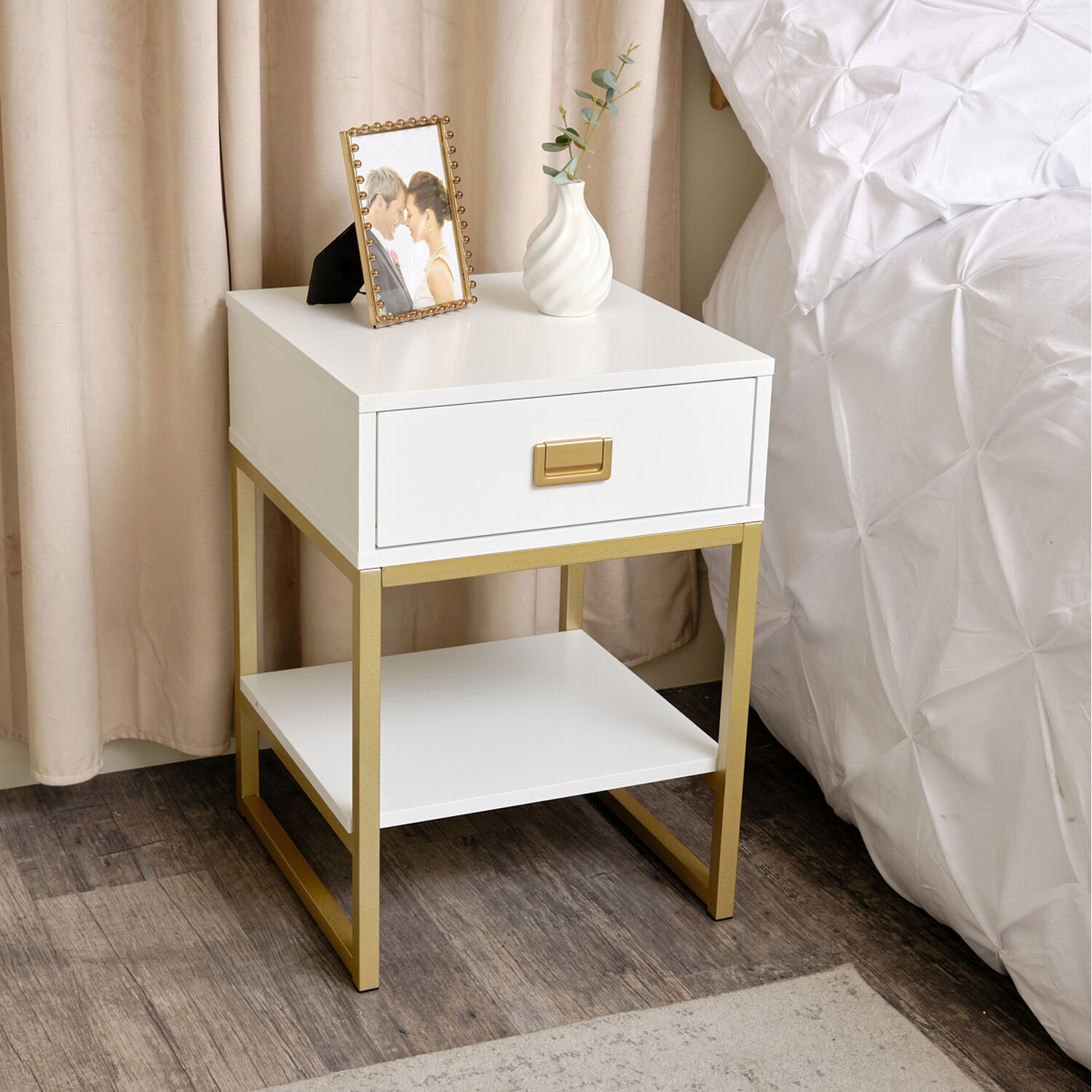 Elle Bedside Table Piece - White