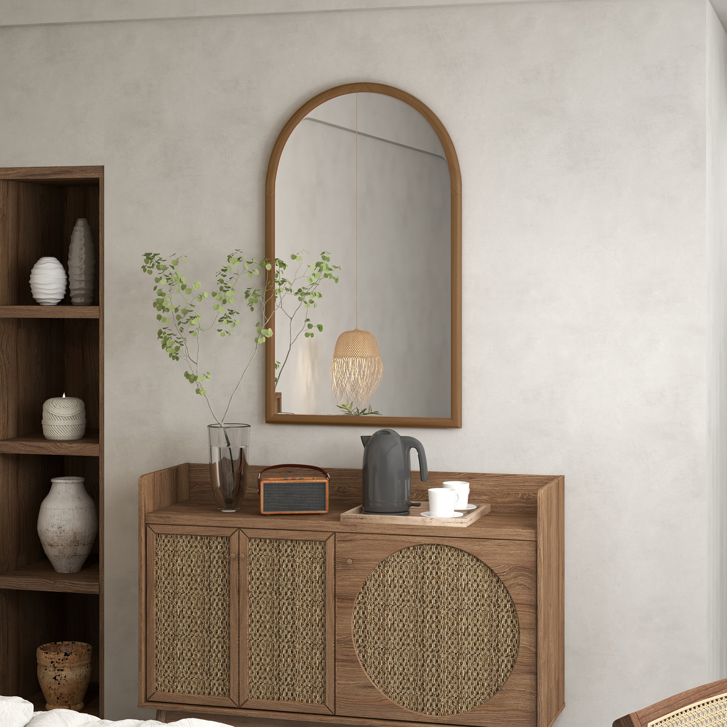 Image of HOMCOM Wall Mounted Arched Mirror for&hellip;