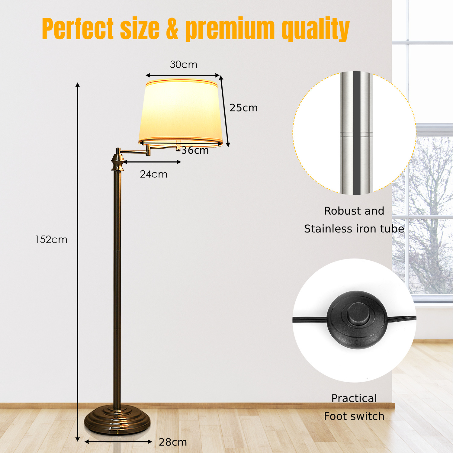 Adjustable Swing Arm Floor Lamp