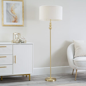 Marissa Brushed Gold Floor Lamp with Boucle Shade