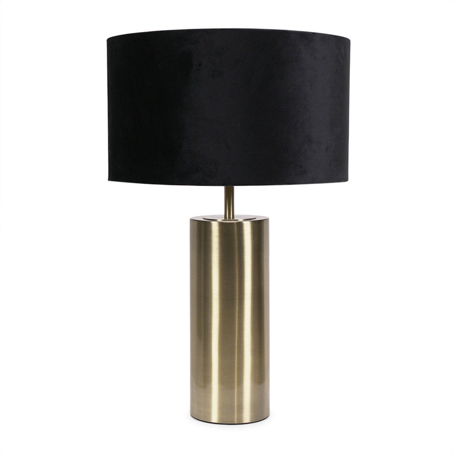 Lexy Velvet Drum Shade with Antique Brass Dimmable Touch Table Lamp - Black