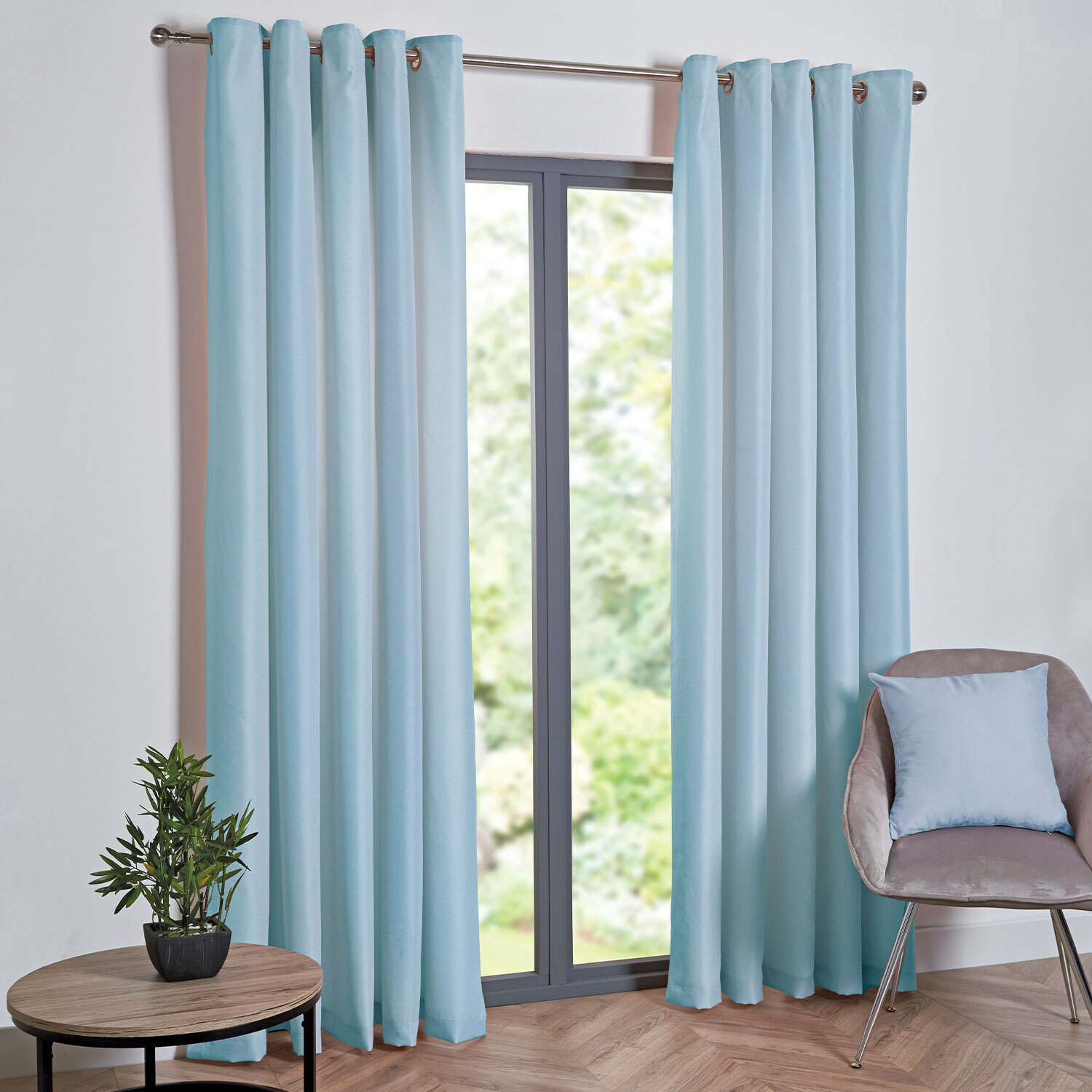 Taylor Blackout Eyelet Curtains - Duck Egg / 168cm / 183cm