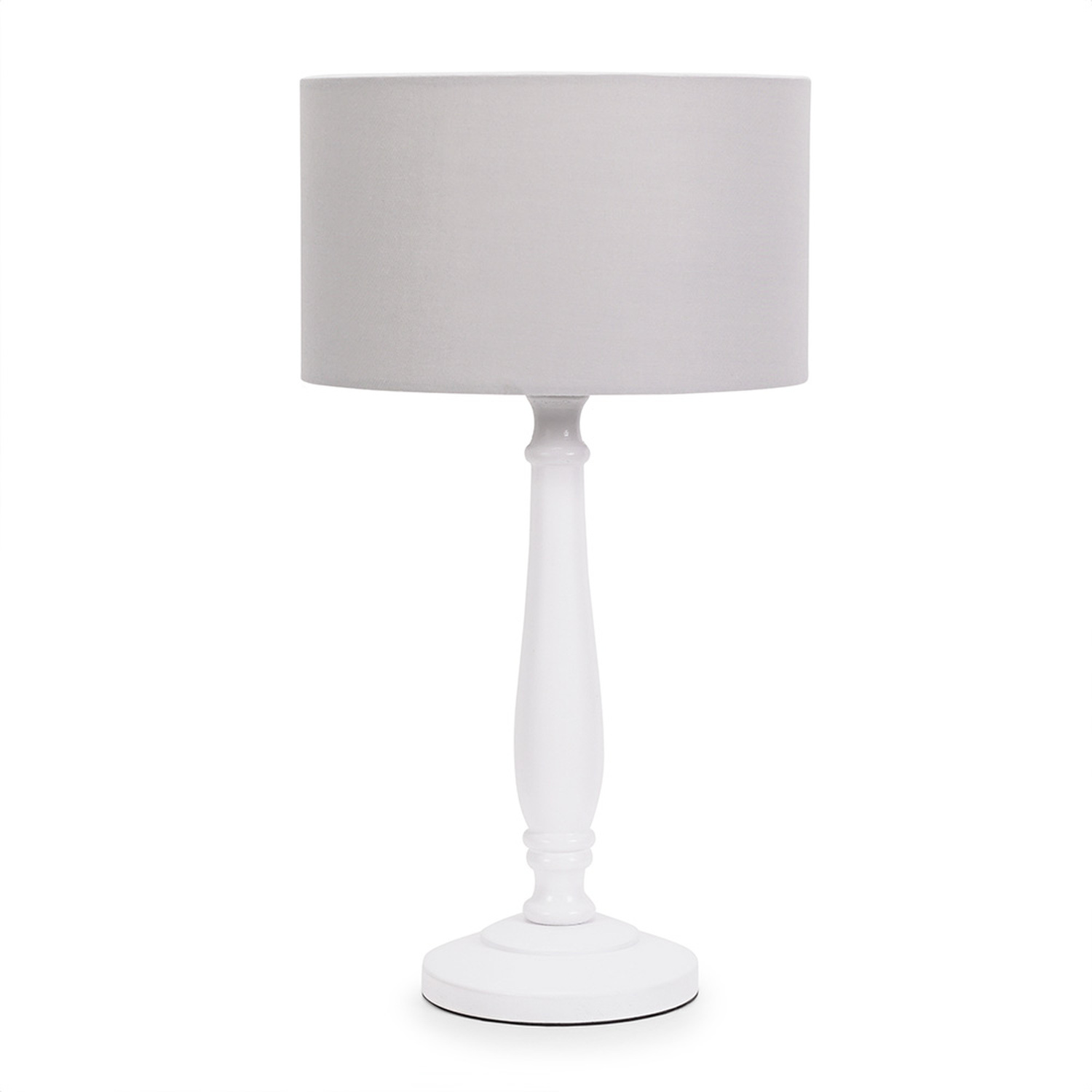 Victoria White Table Lamp Drum Shade - Grey / Yes