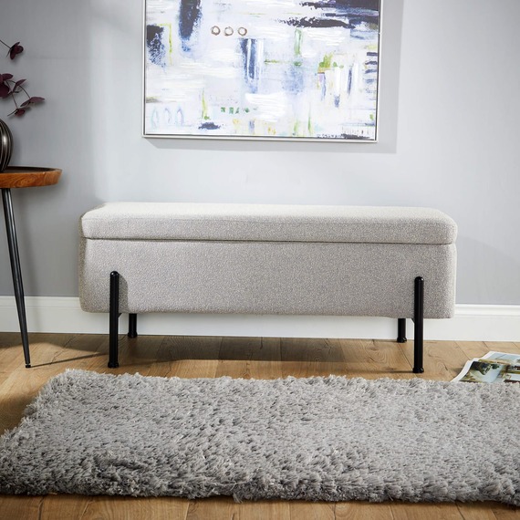 Home Source Oasis Ottoman with Black Metal Legs 