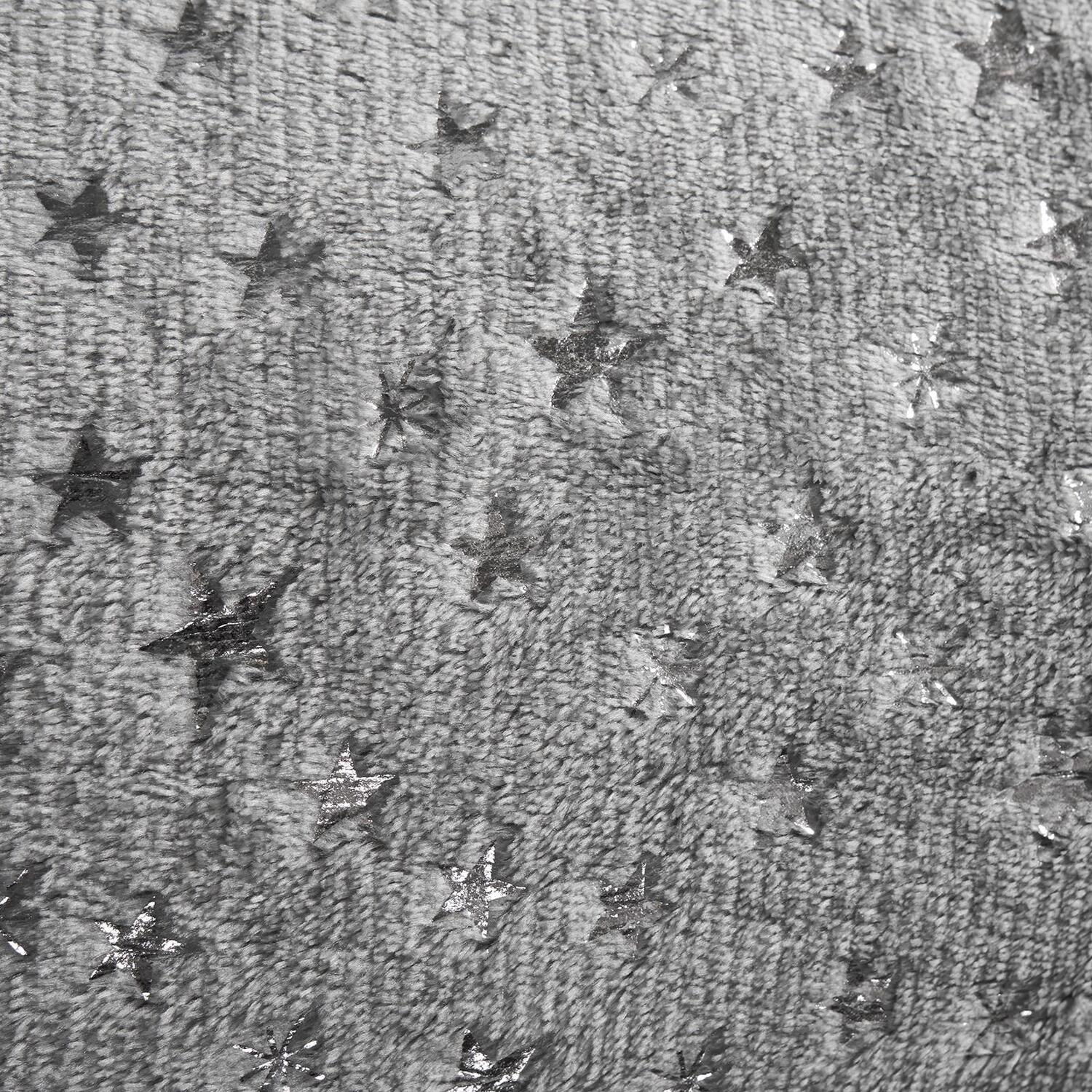 Metallic Stars Fleece Duvet Set - Grey Single