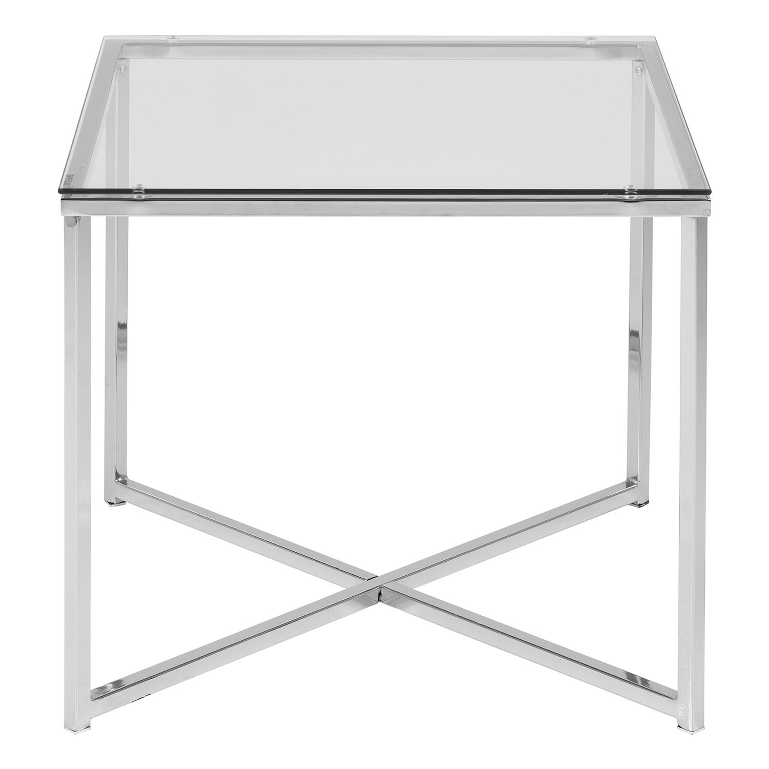 Cross Square Metal Side Table - Chrome