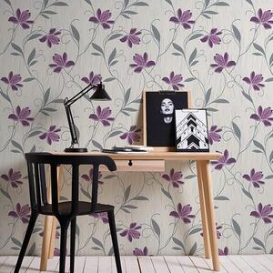 Lotus Floral Textured Metallic Wallpaper