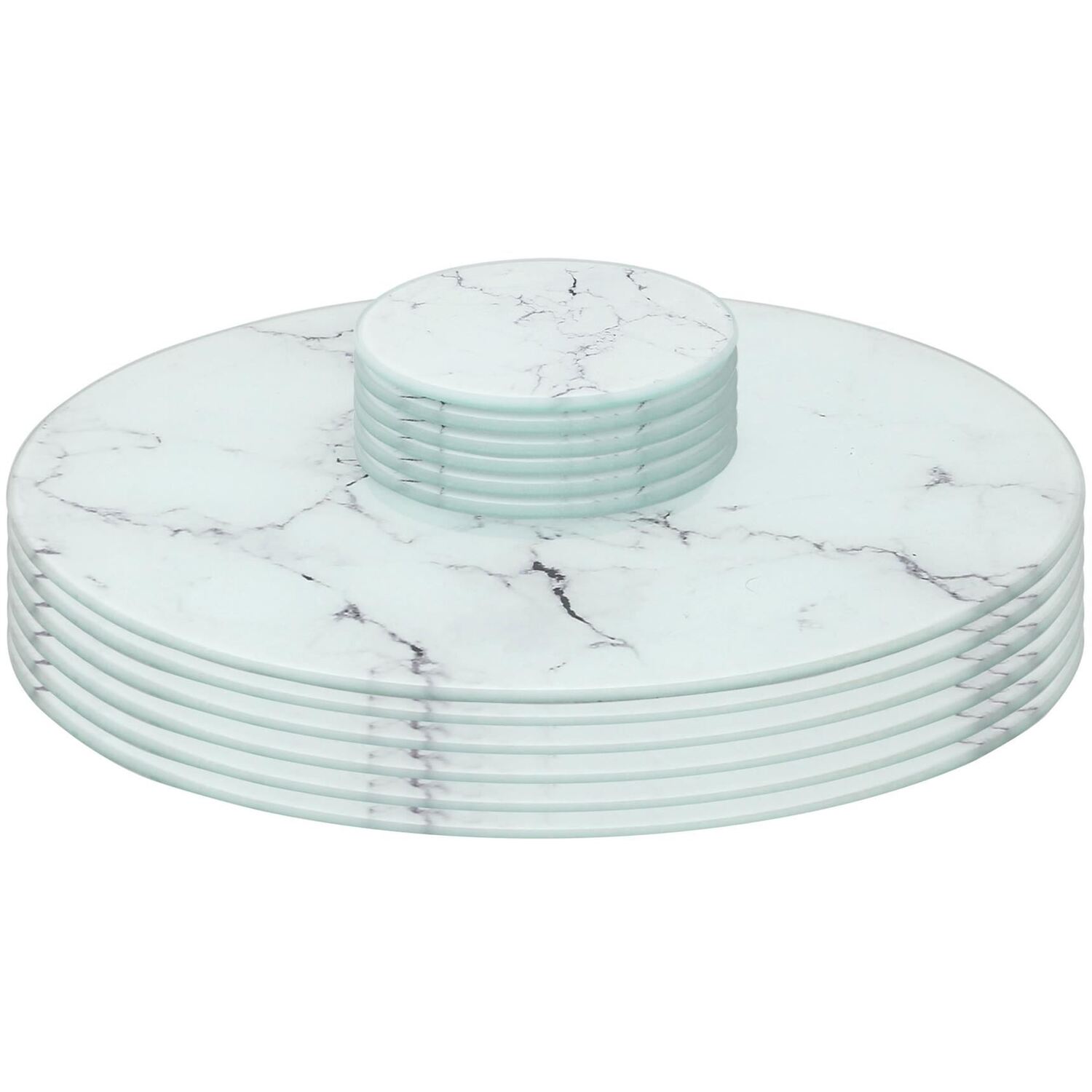 Image of 12pc Round Glass Placemats with Round&hellip;