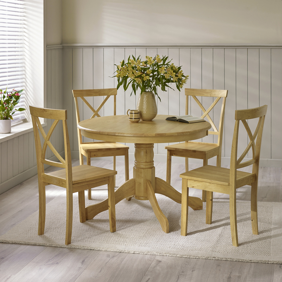 Bude Round Wooden Dining Table with Millford Chairs