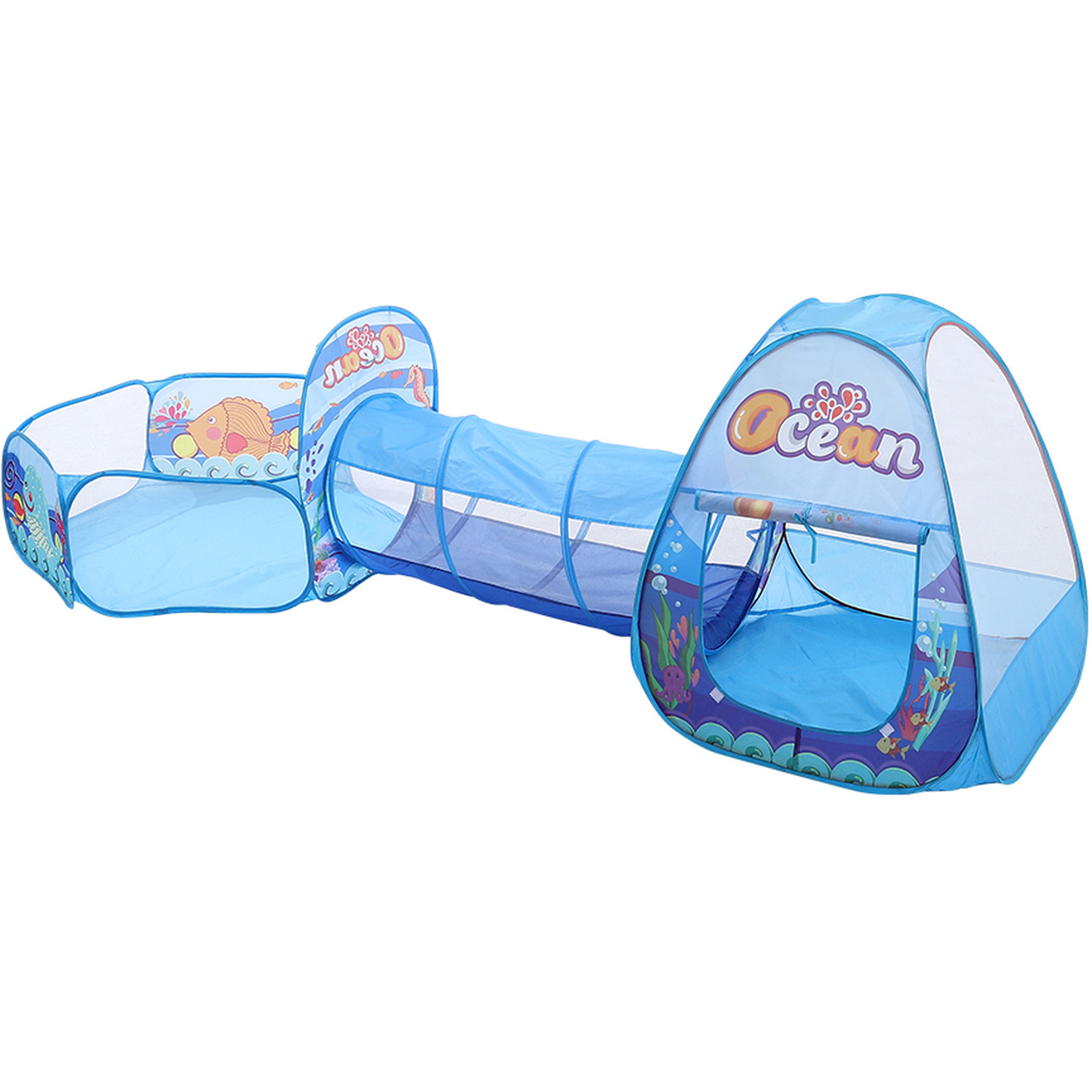 Kidkid 3-in-1 Kids Pop-Up Play Tent with Tunnel and Ball Pit - Blue
