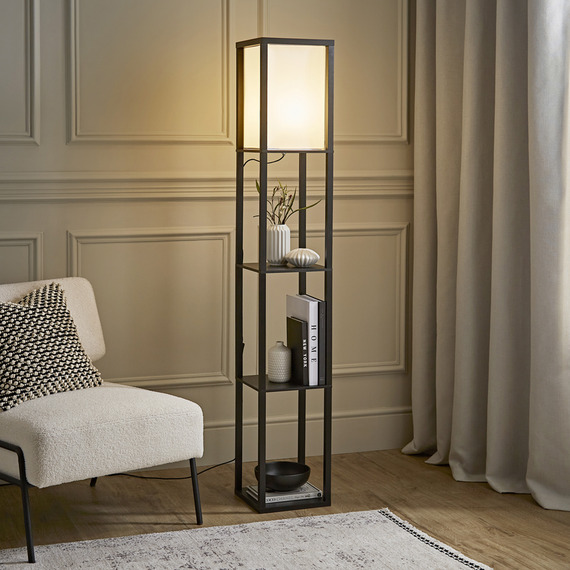 Struttura Shelving Unit Floor Lamp with Fabric Shade
