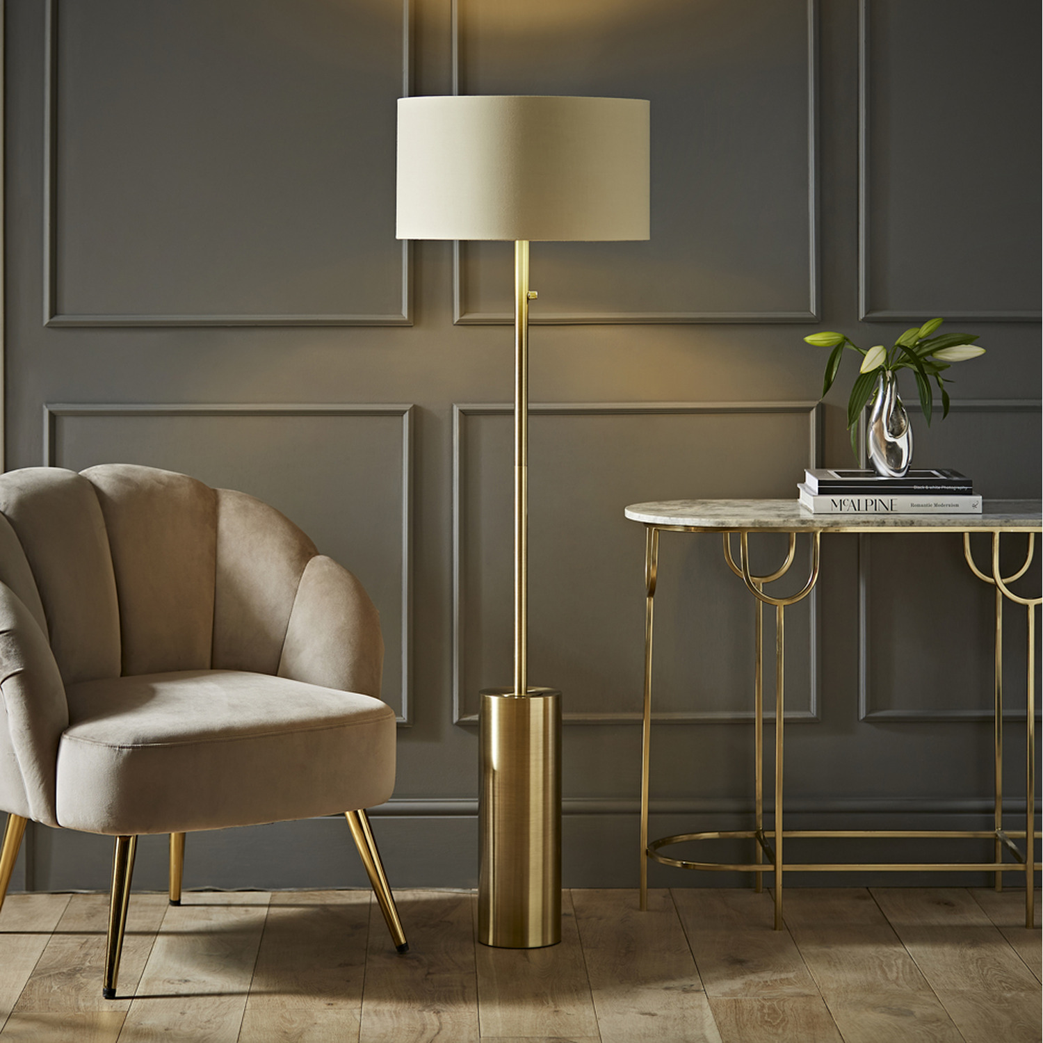 Image of Lexy Antique Brass Dimmable Floor Lamp&hellip;