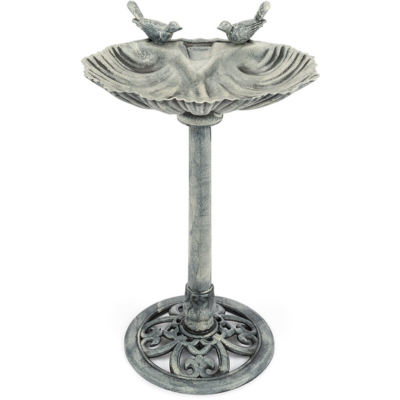 Clam Shell Pedestal Bird Bath