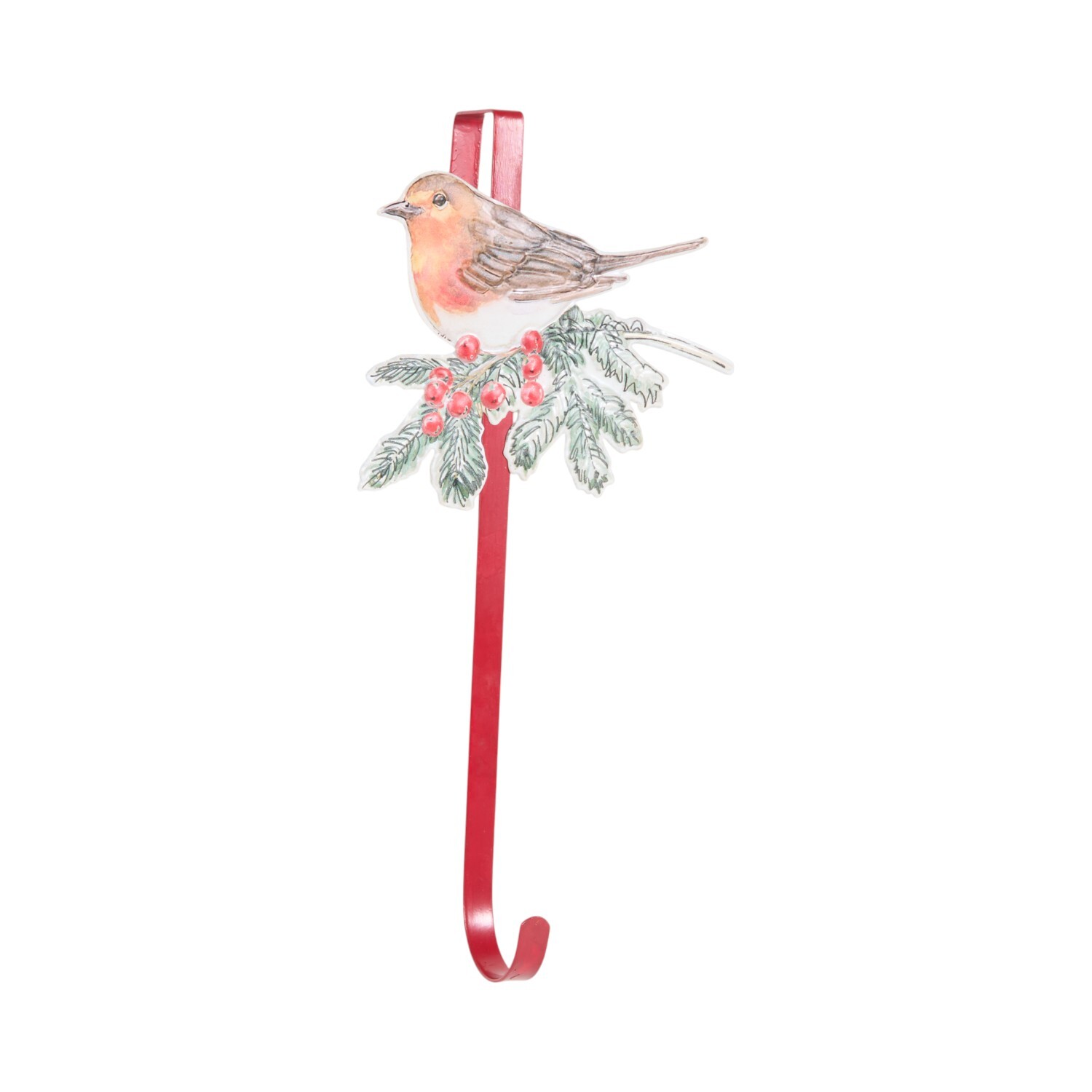 Sleigh Bells Ring - Christmas Robin Metal Wreath Hanger - Red - Image 2