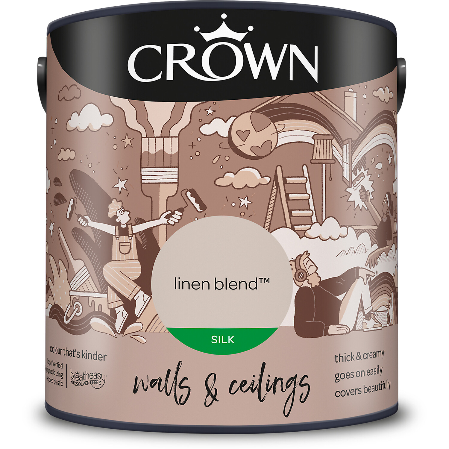 Crown Paints Crown Walls And Ceilings Silk Emulsion - Linen Blend / 2.5L