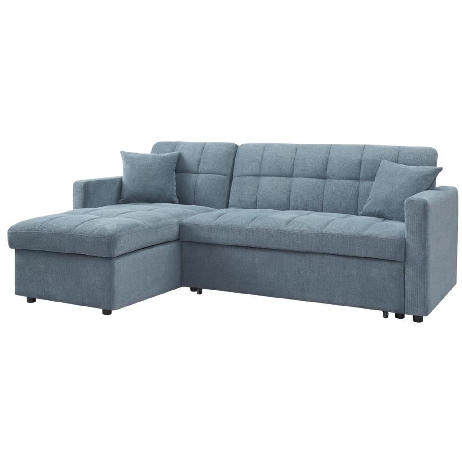 Harry Pull Out Sofa Bed With Chaise - Blue