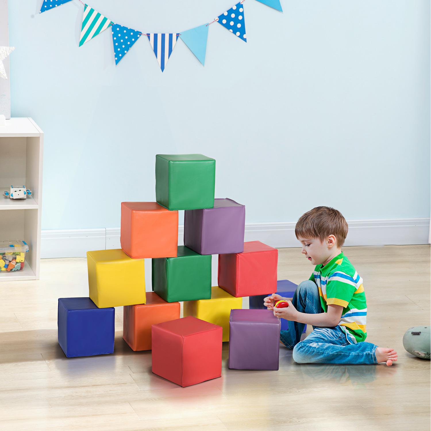 HOMCOM Soft Play Blocks Soft Foam Toy - Green