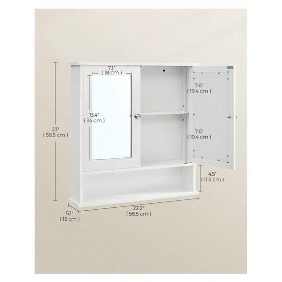 VASAGLE Bathroom Cabinet with Mirror, Wall Cabinet
