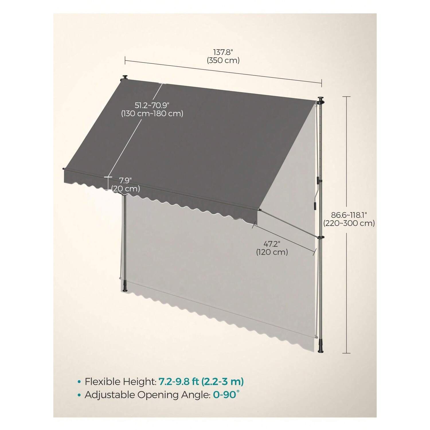 Image of Height Adjustable Retractable Awning with Crank&hellip;
