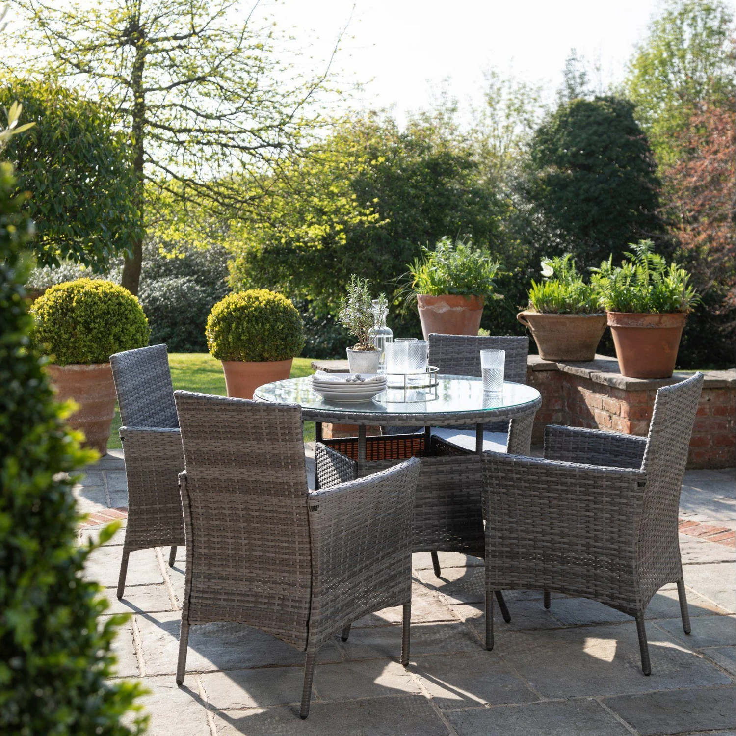 5pc Rattan Dining Garden Set - Grey