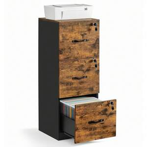 VASAGLE 3-Drawer Lockable File Cabinet