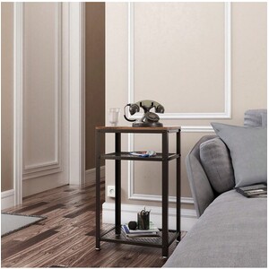 VASAGLE Rustic Side Table with Lattice Shelves