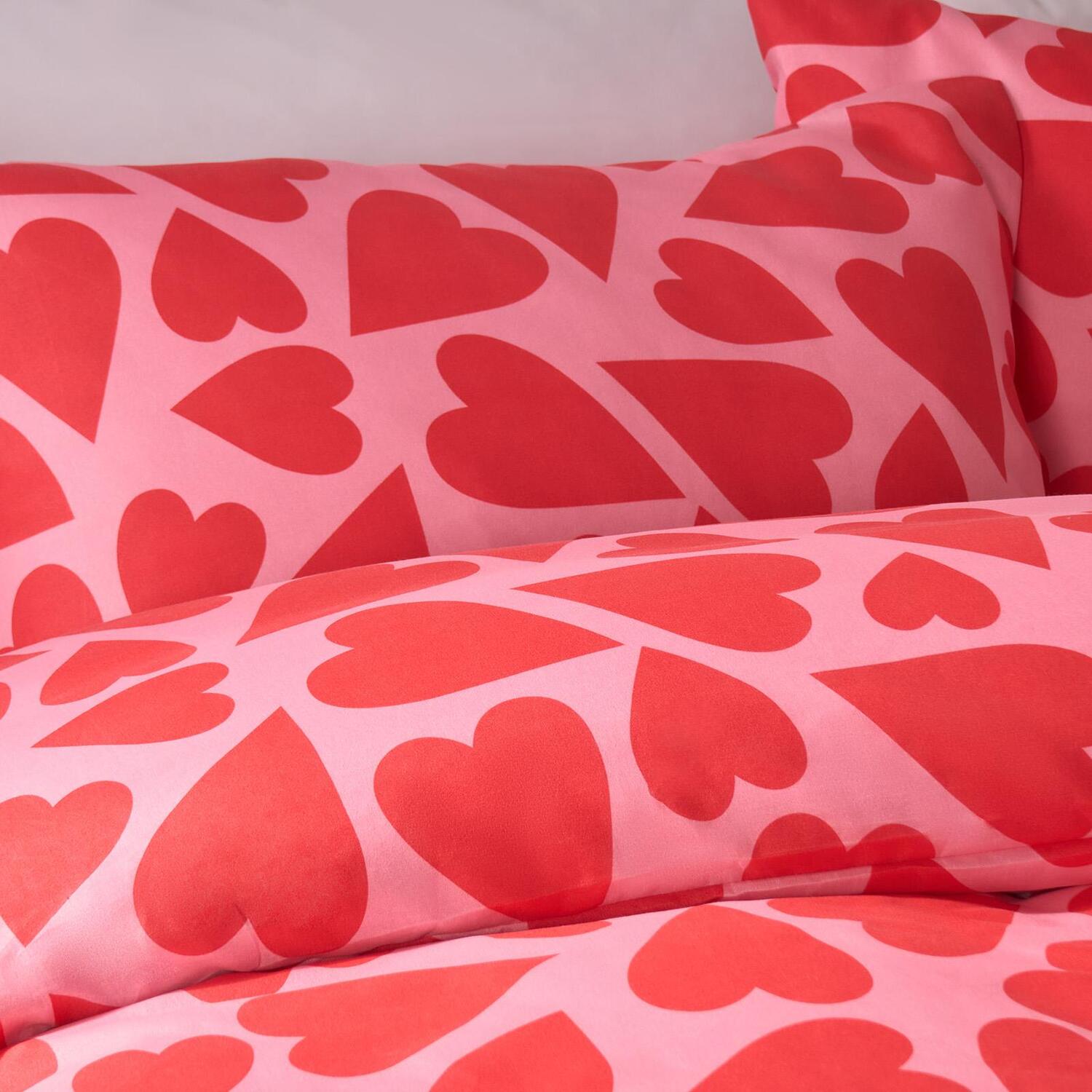 Heart Duvet Cover Set - Red Single