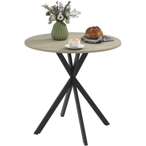 HOMCOM 80cm Round Dining Table with Cross Steel Legs
