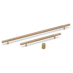 Champagne Brass Knurled Bar Handles And Round Knob Rose Gold