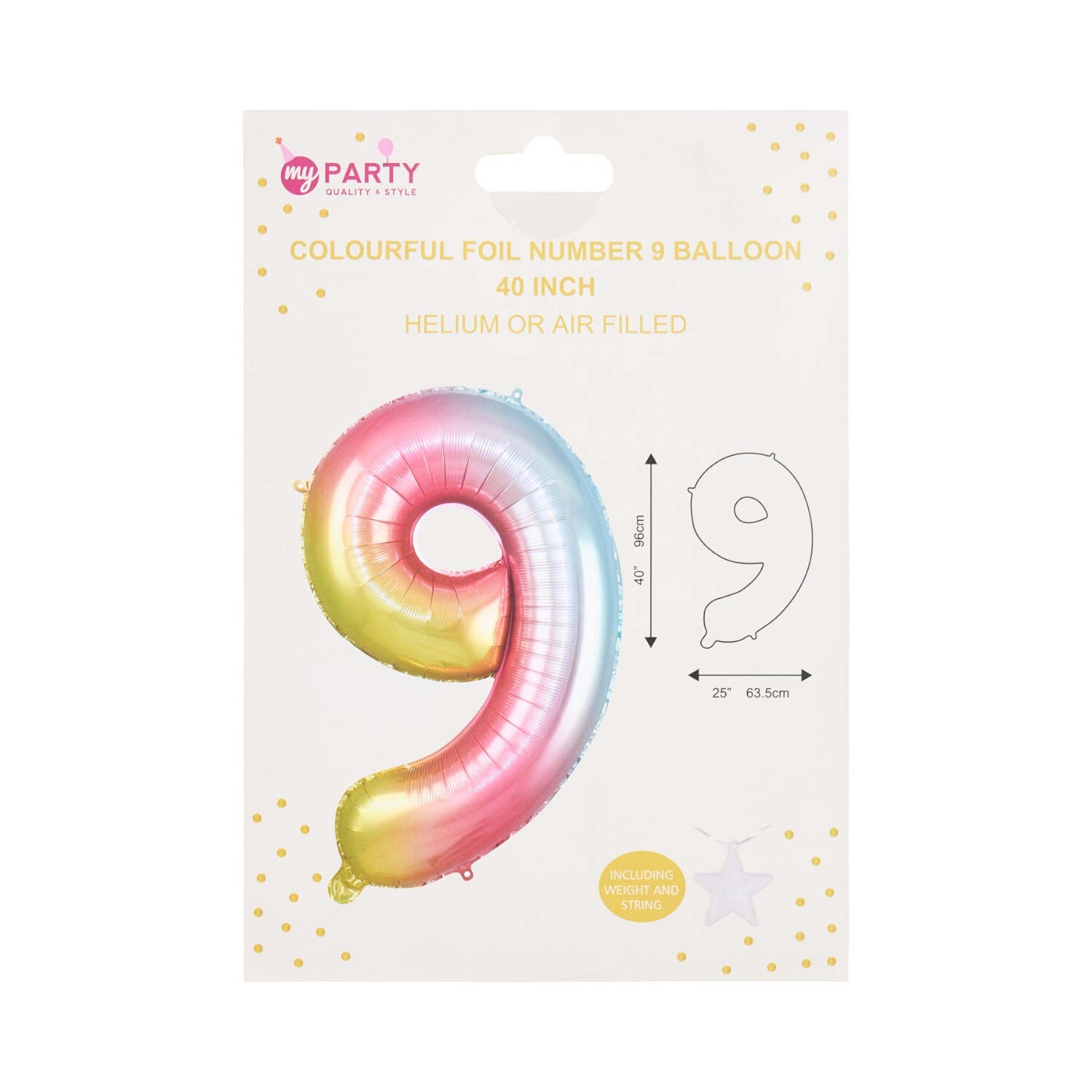 Colourful Foil Number Balloon - 9