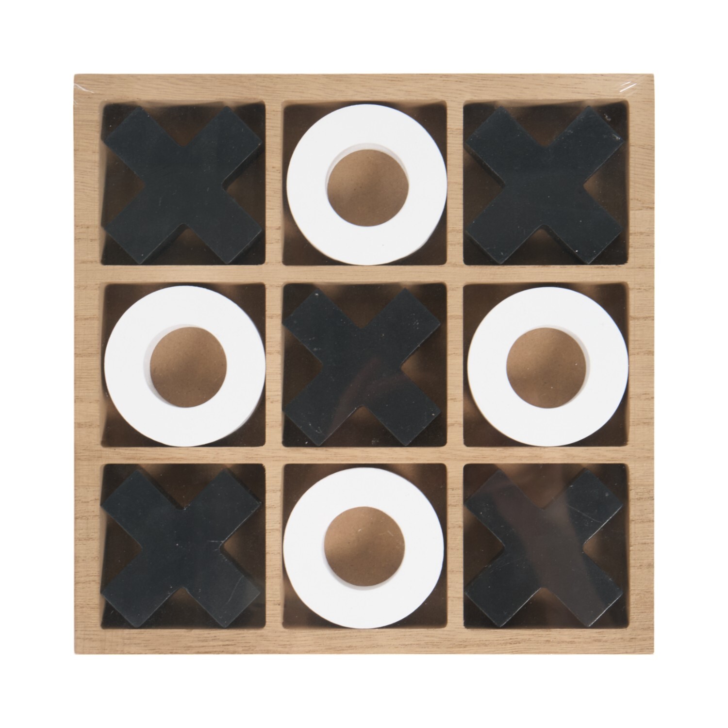 Wooden Noughts and Crosses Game - Monochrome