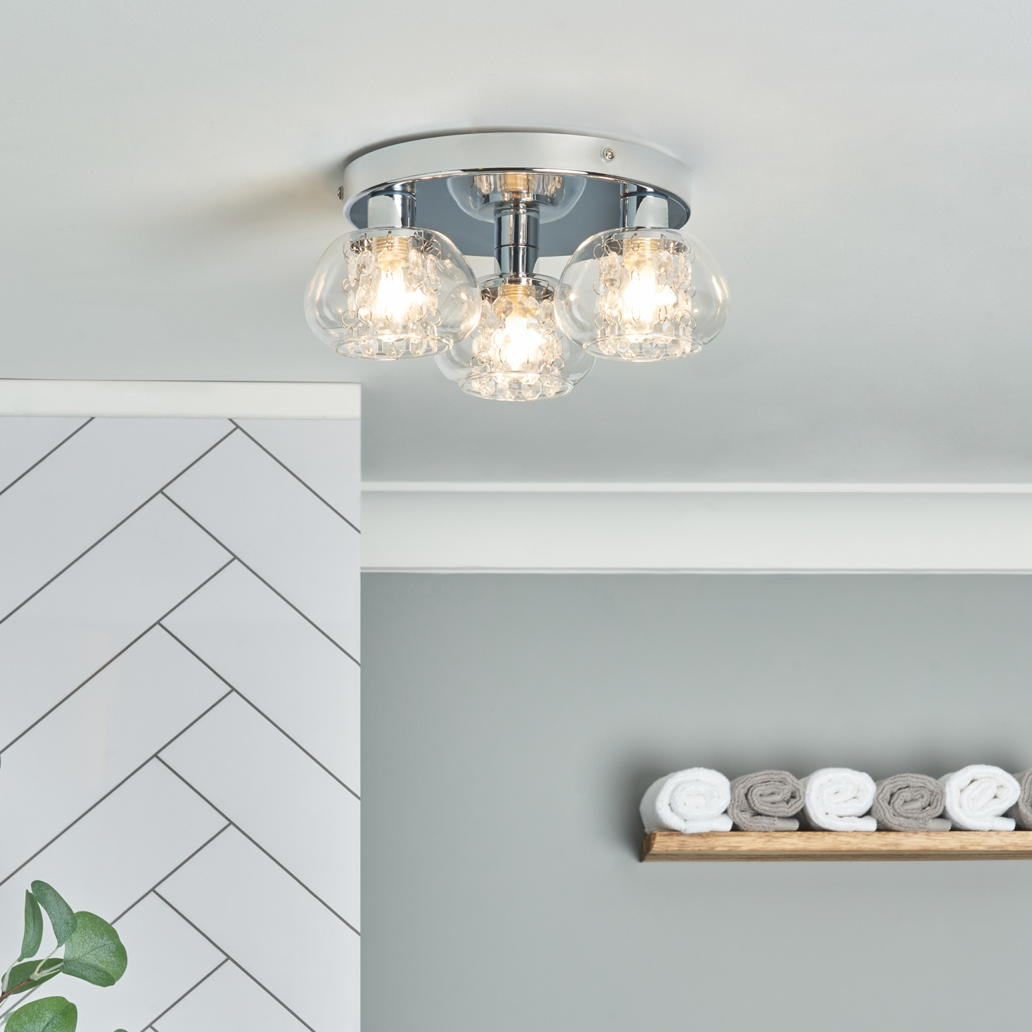 Lillian 3 Light Bathroom Flush Ceiling Light - Chrome