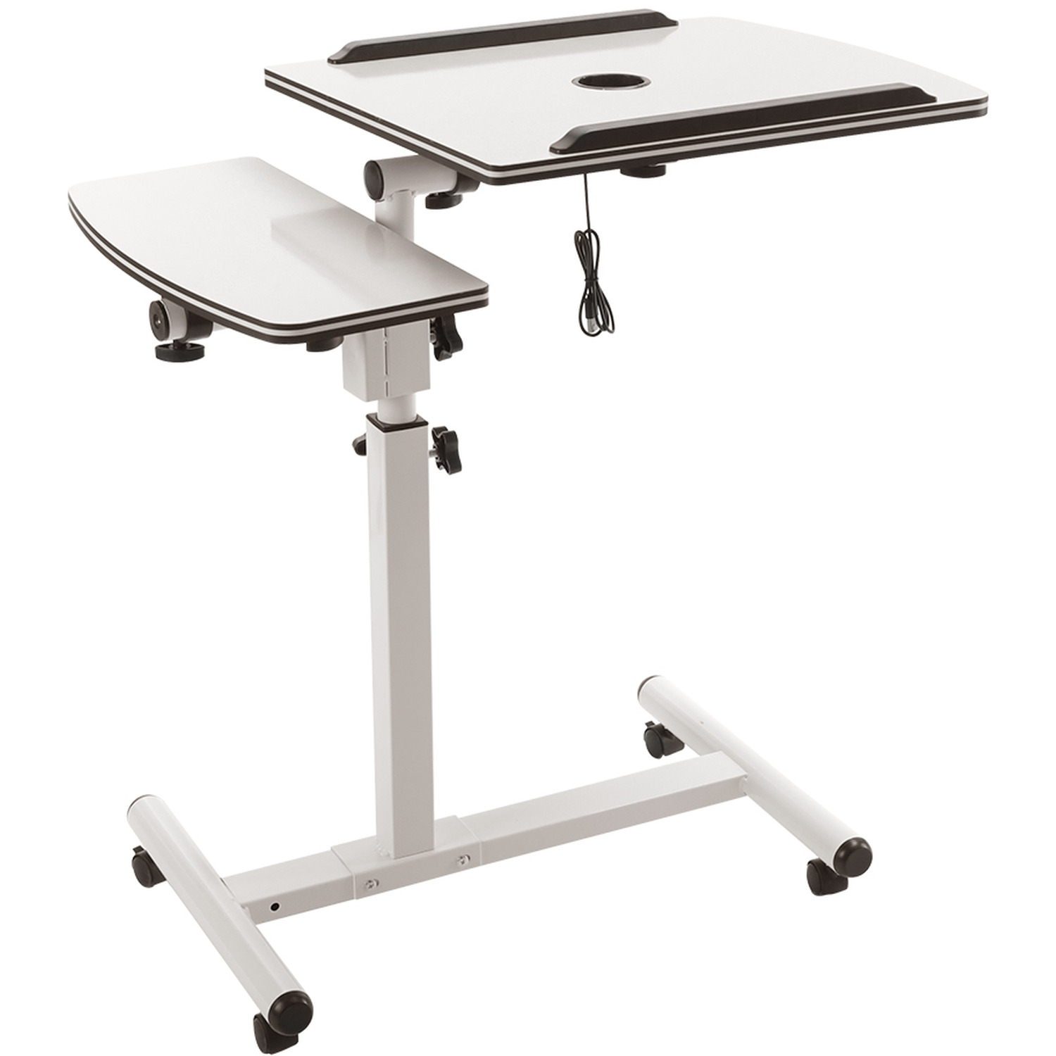 Livingandhome Height Adjustable Mobile Bed Table - White