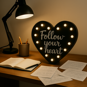 Love Heart Hangable Light-Up LED Chalkboard