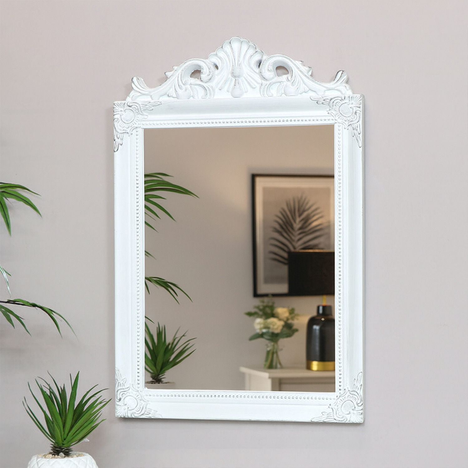 Image of Antique Wall Mirror - White