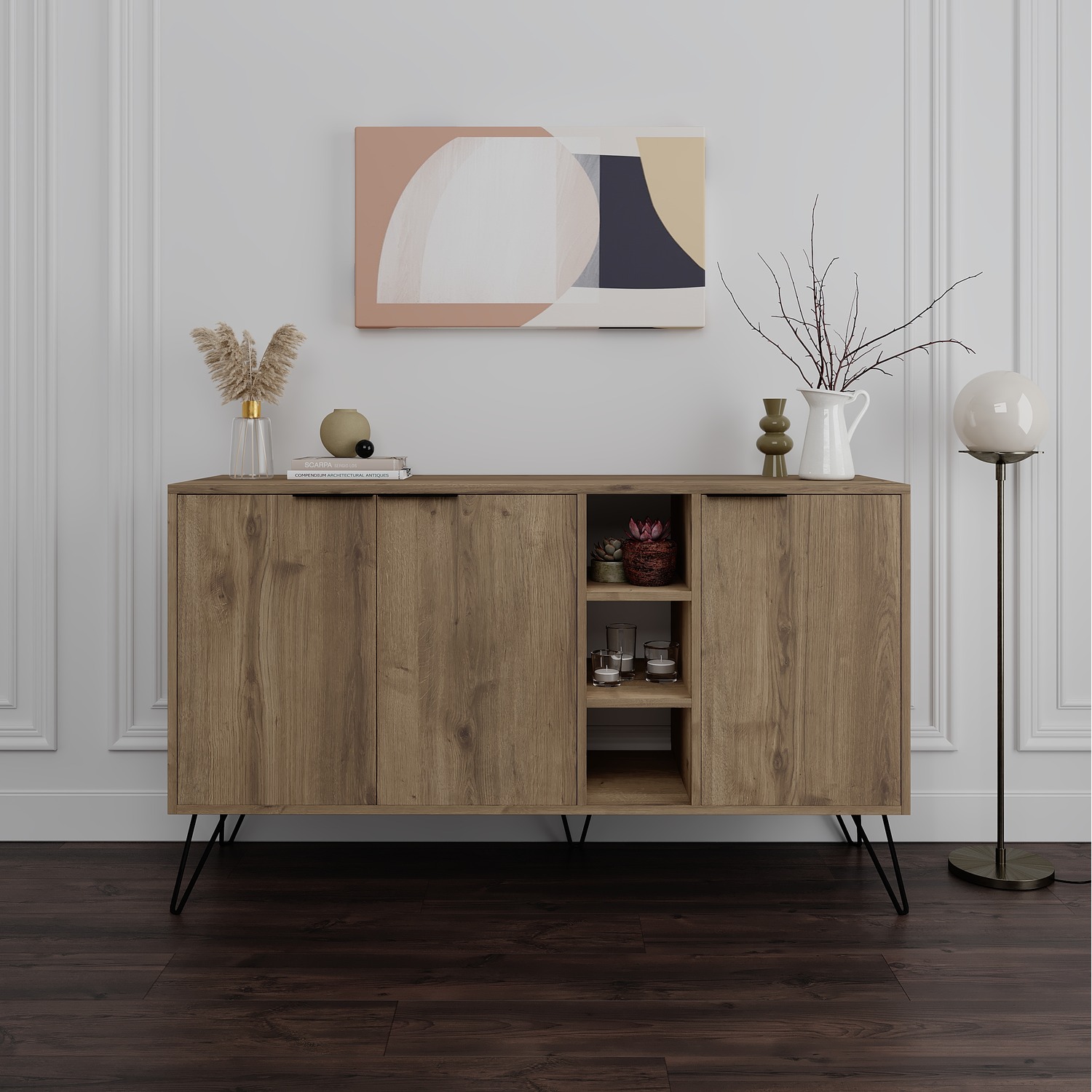 Clara Console Sideboard Display Unit - Dark Oak
