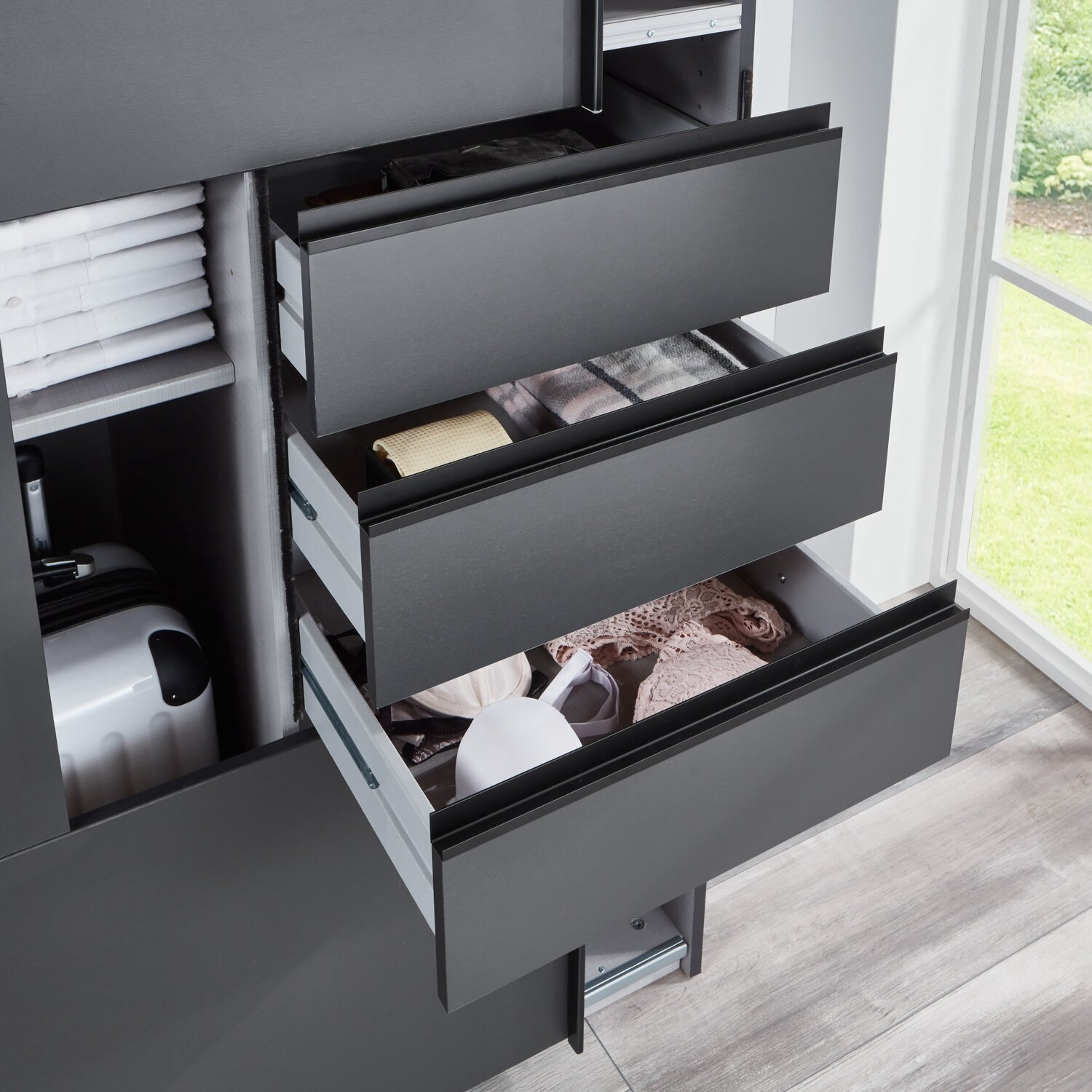 Saigon Solo Sliding Wardrobe - Graphite 270cm Graphite Black