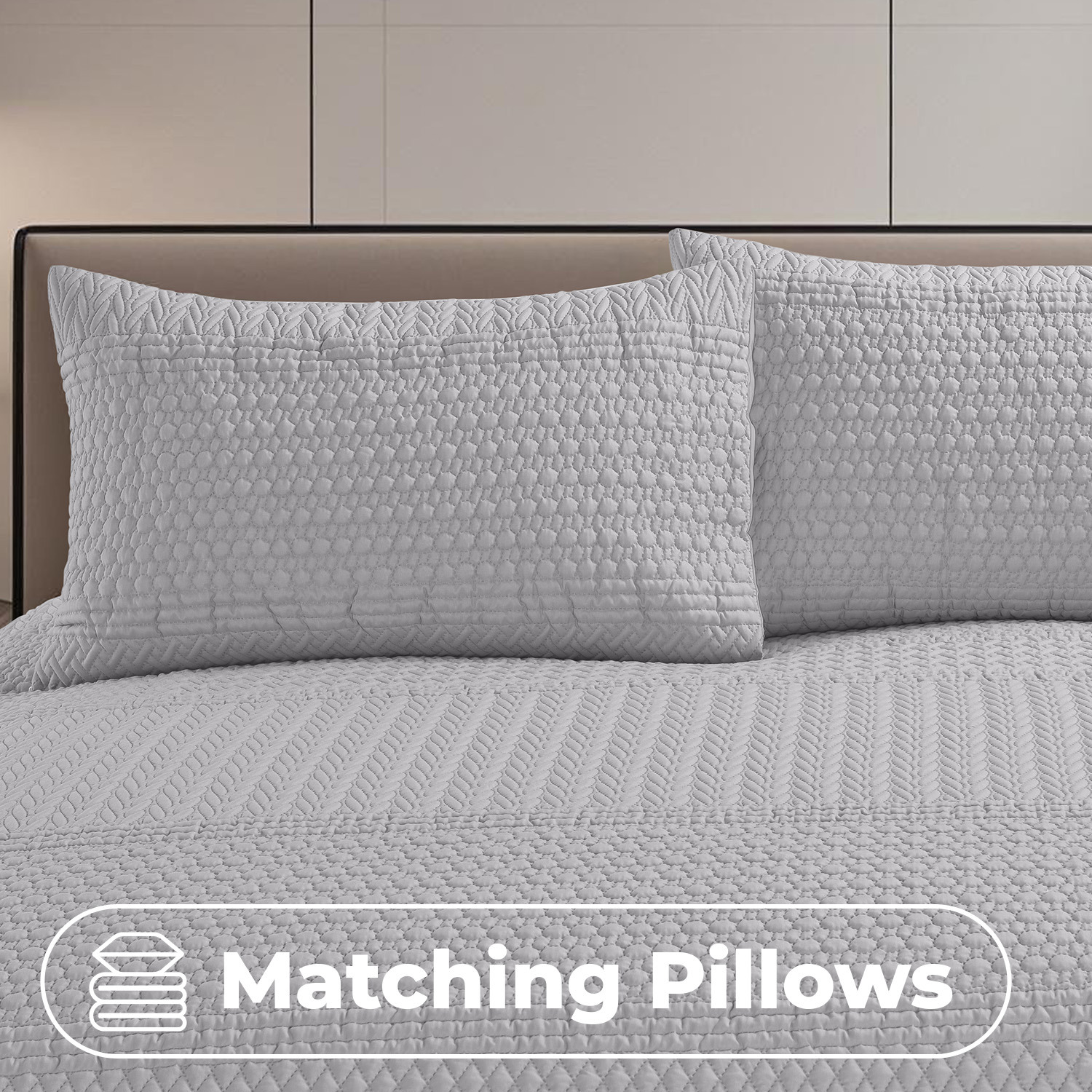 3d Embossed Allover Pattern Duvet Set - Grey Double