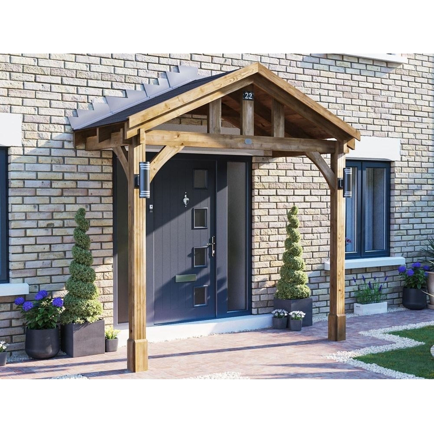 10x5ft Dunster House Wooden Wide Porch Canopy