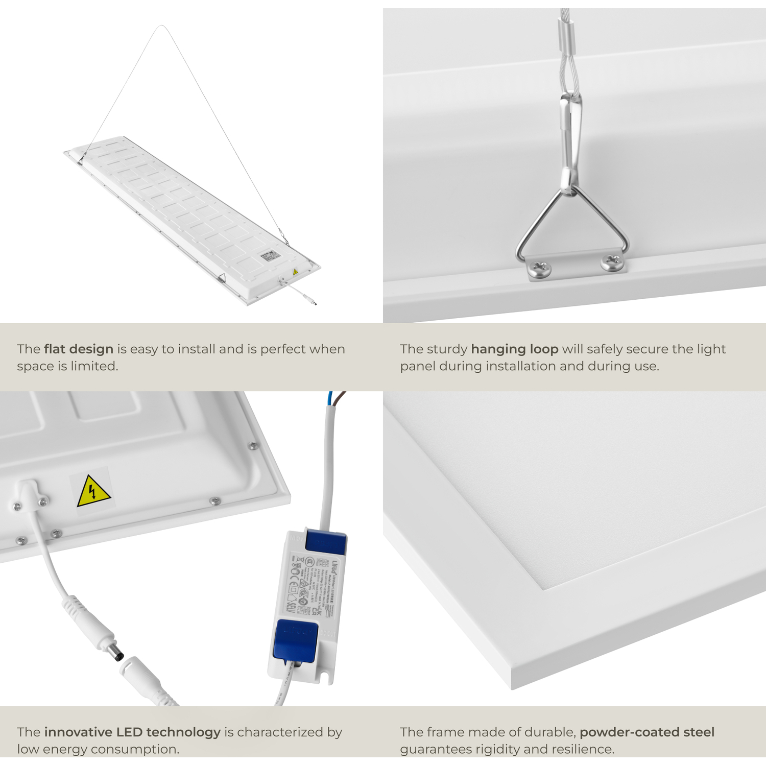 Led Panel Light Warm White Slim Ceiling Wall Mounting - White 119 5cm
