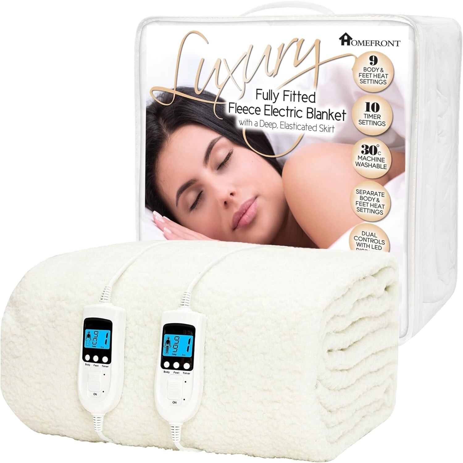 Homefront - Electric Blanket - Premium Fleece - White - King
