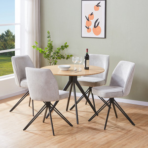 Aspen Light Oak Round Table and 4 Swivel Dining Chairs