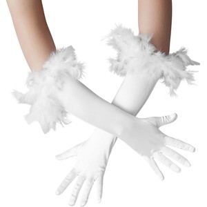 Dressforfun® Long Satin Gloves With Feathers