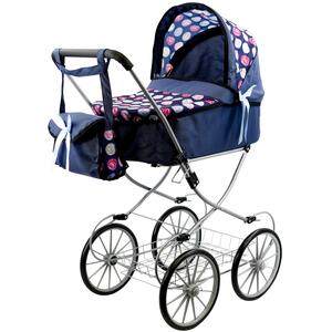 BiBi Doll Cambridge Baby Doll Pram Toy with Storage Basket & Carry Bag