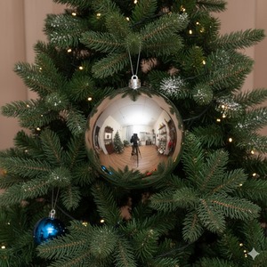 Giant Silver Christmas Tree Bauble 20cm Round Decoration
