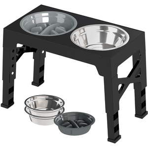 Elevated Pet Feeding Bowls with Adjustable Height