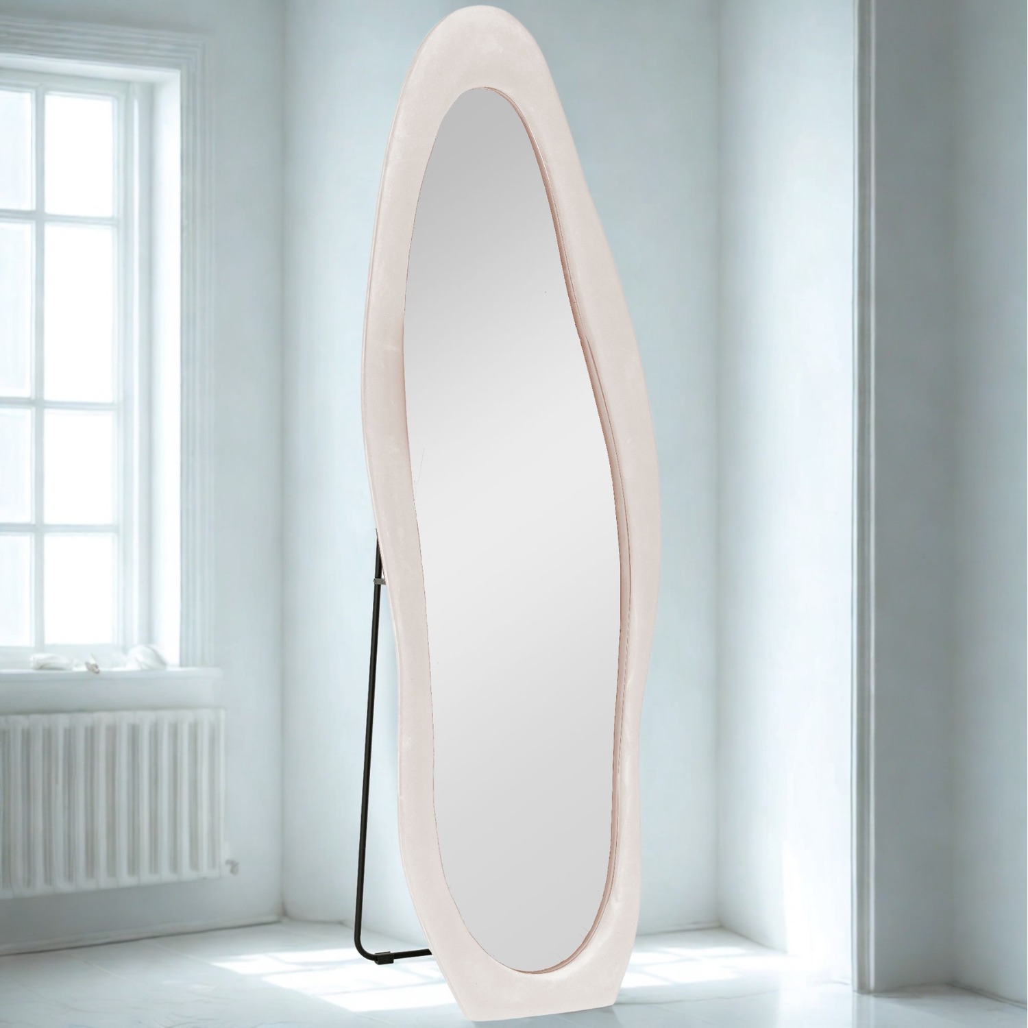 Retro Irregular Freestanding Full Length Mirror - Pink
