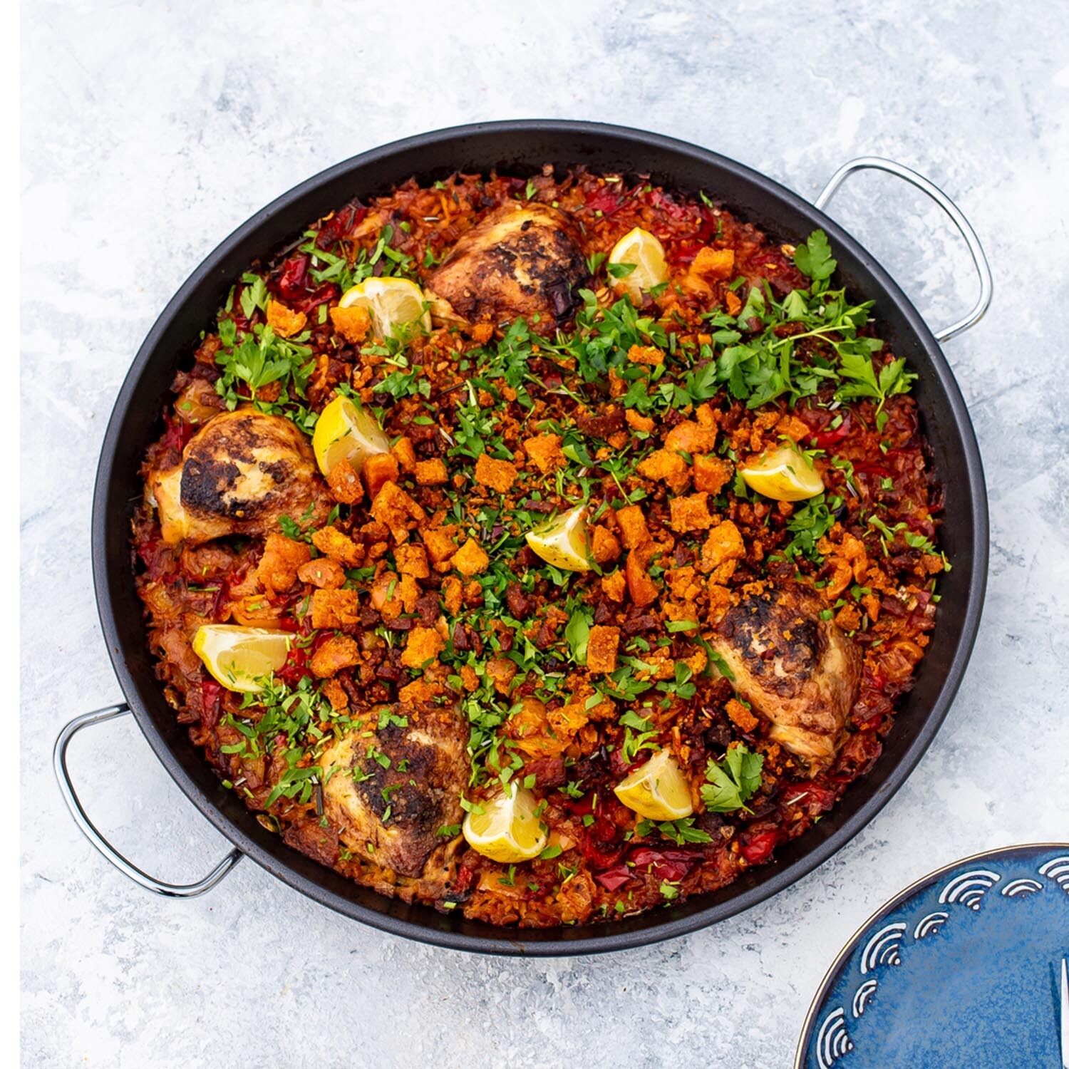 KitchenCraft Mediterranean 32cm Paella Pan - Grey