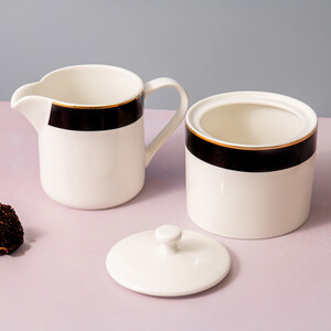 Mikasa Luxe Deco China Sugar Pot and Creamer Set, 245ml, White