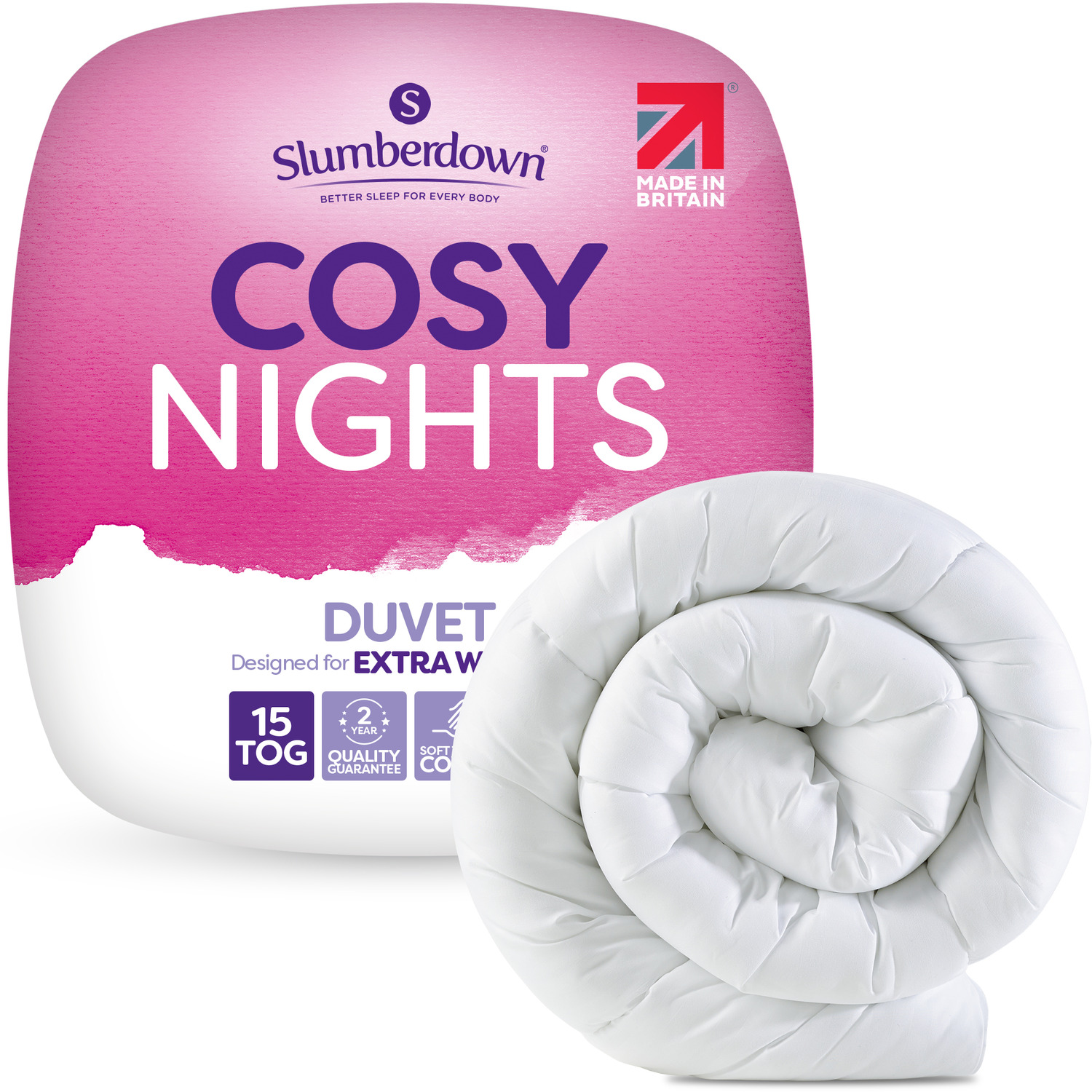 Slumberdown Cosy Nights 15 Tog Duvet - White Single